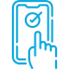 A blue pixel art style picture of a phone.