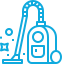 A blue pixel art picture of a vacuum cleaner.